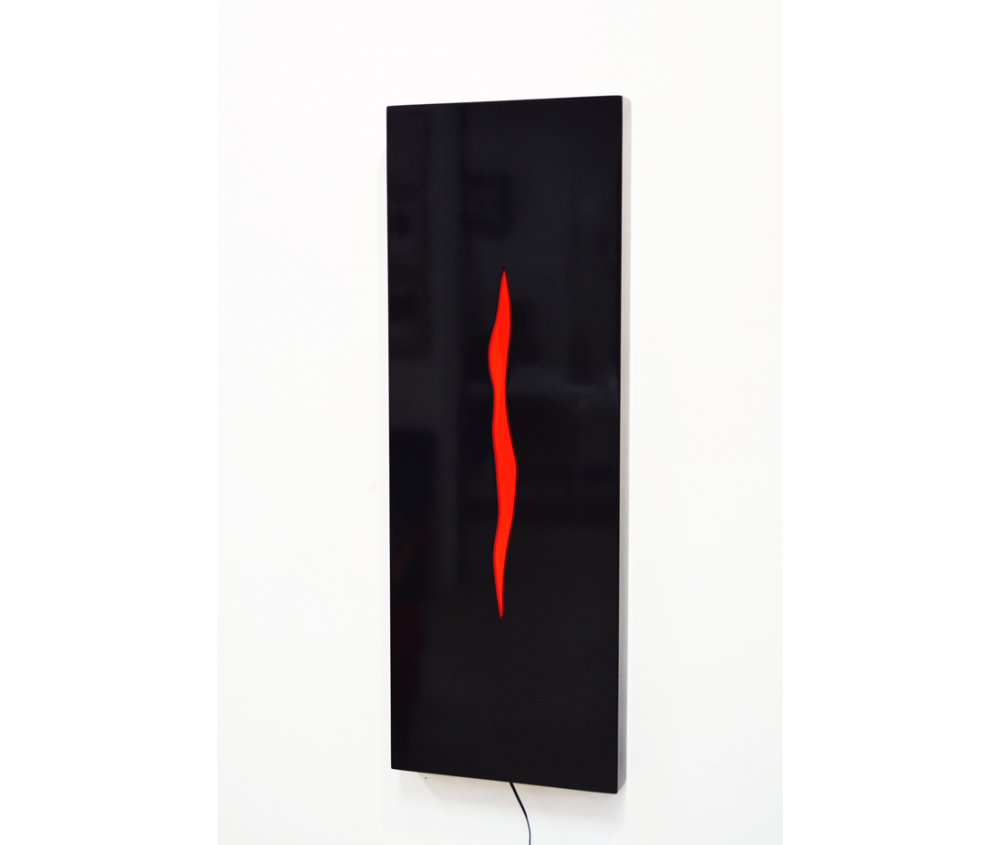 Gersony: Cleft I - slit series, 2016. Laminated wood and e light, 82x29x5cm
