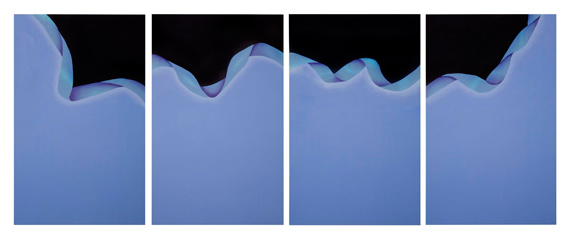 Gersony: Série Fluxos Ocultos, In Finitas Dobras em Azul I, II, III e IV - Técnica: acrílica s/tela 0,80x1,3m cada - 2009
